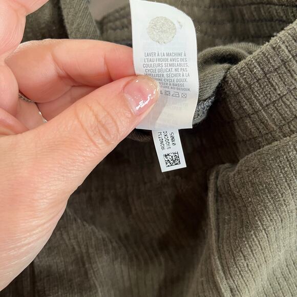 Aerie Groove ON Velour High Waisted Flare Pant Pull ON Ribbed Army Green Size S - Picture 5 of 10